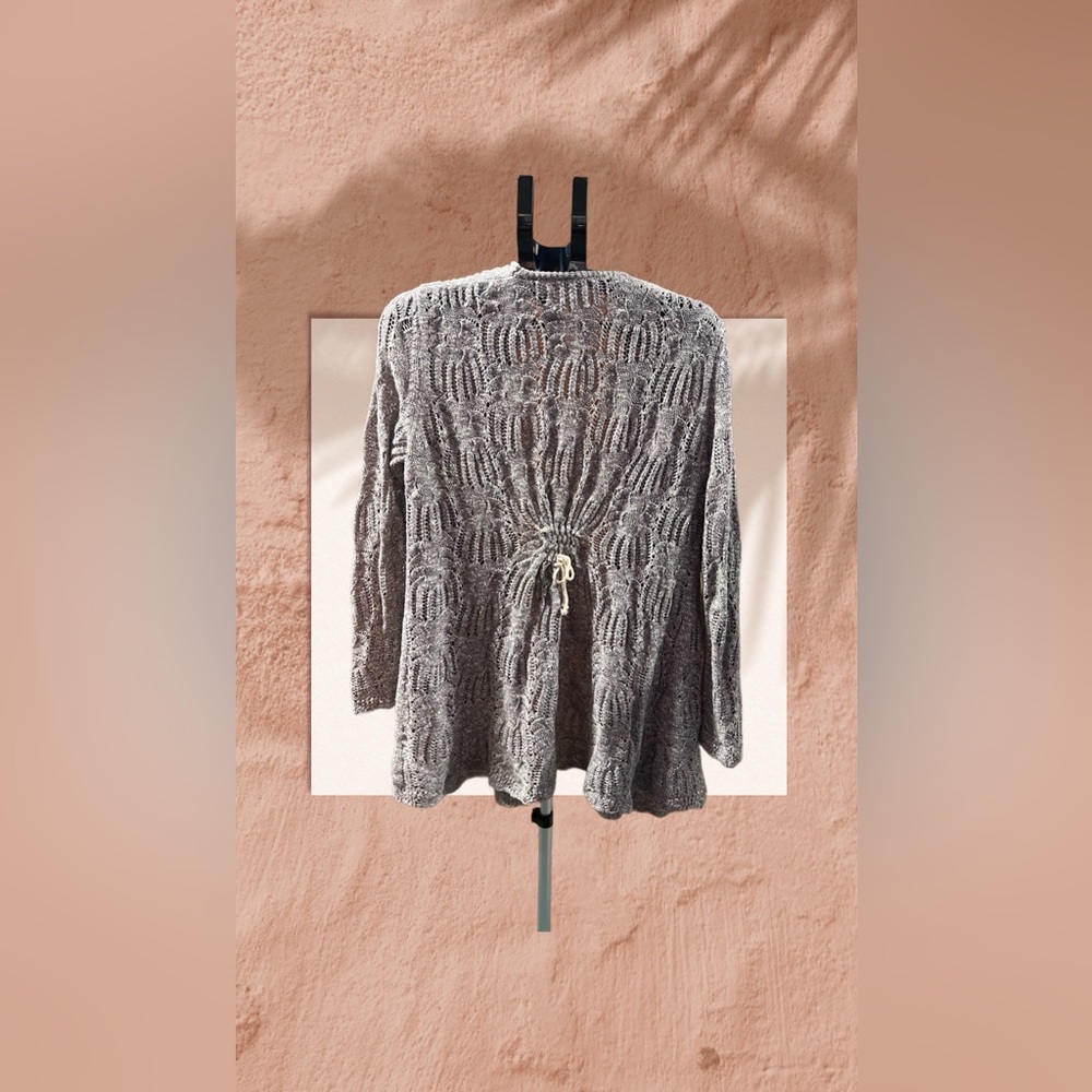 Back Detail Rosie Nera (Anthropologie)  Textured Blue/Gray Open Cardigan